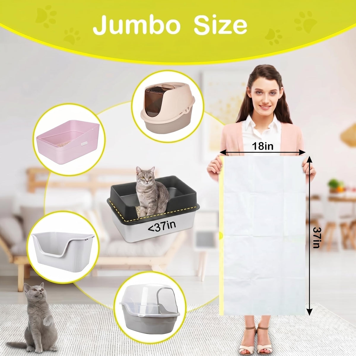 24 Pack Jumbo Cat Litter Box Liners with Drawstring C914
