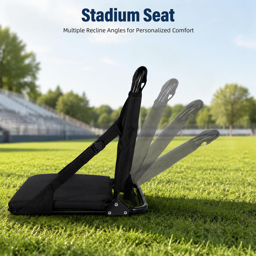 Portable Stadium Seat with Back Support and Storage Pockets X83200