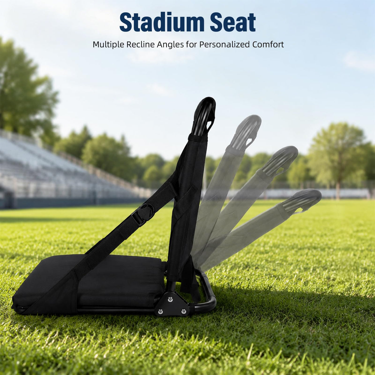 Portable Stadium Seat with Back Support and Storage Pockets X83200