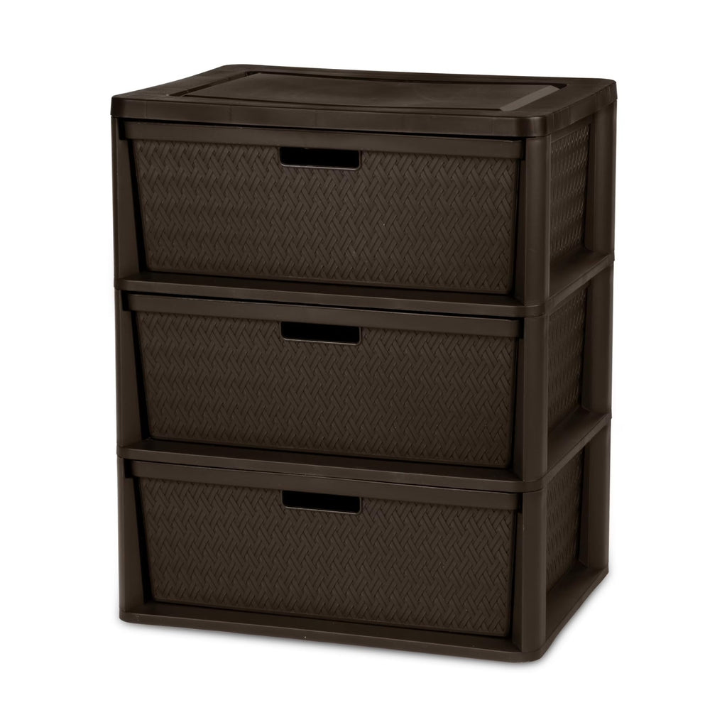 Plastic Drawer Storage Unit with Removable Decorative Panels Brown F55573