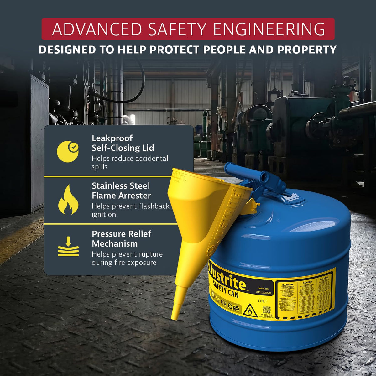 Blue Galvanized Steel Kerosene Safety Can D6636
