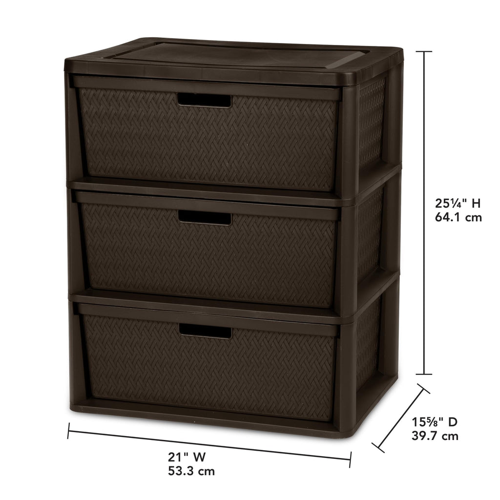 Plastic Drawer Storage Unit with Removable Decorative Panels Brown F55573