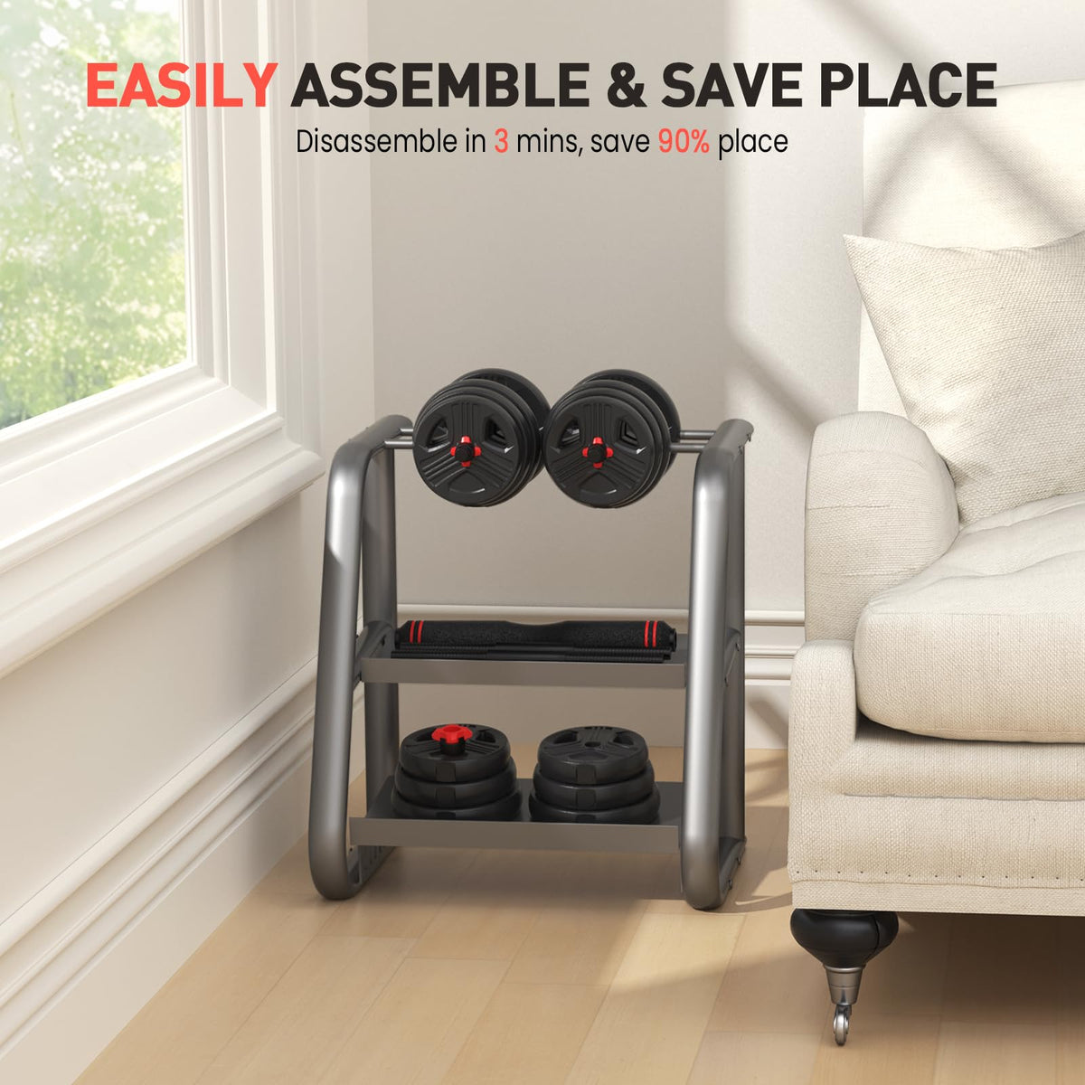 Adjustable Dumbbell Set 20/30/40/60/80 lb Free Weight Set E4892