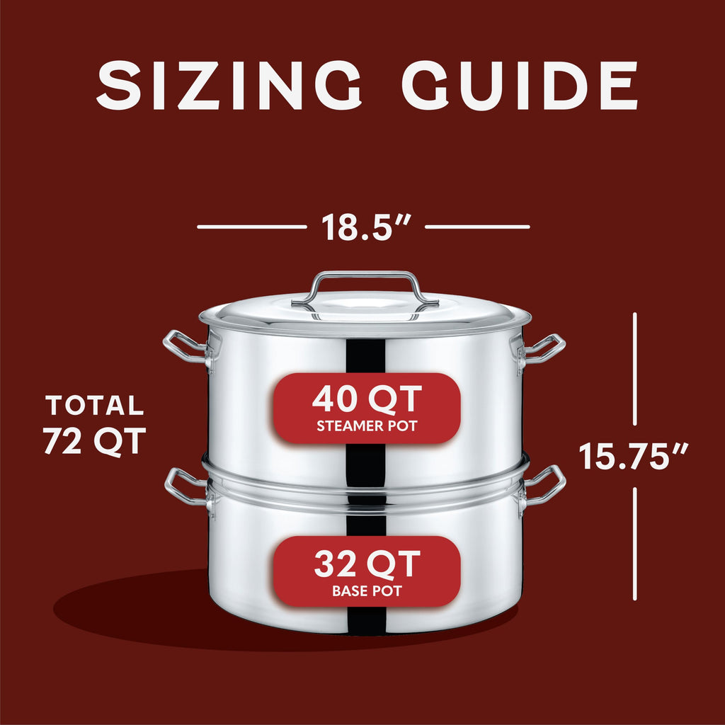 Extra Large Stainless Steel Stock Pot Steamer and Braiser Combo 40 QT T858680