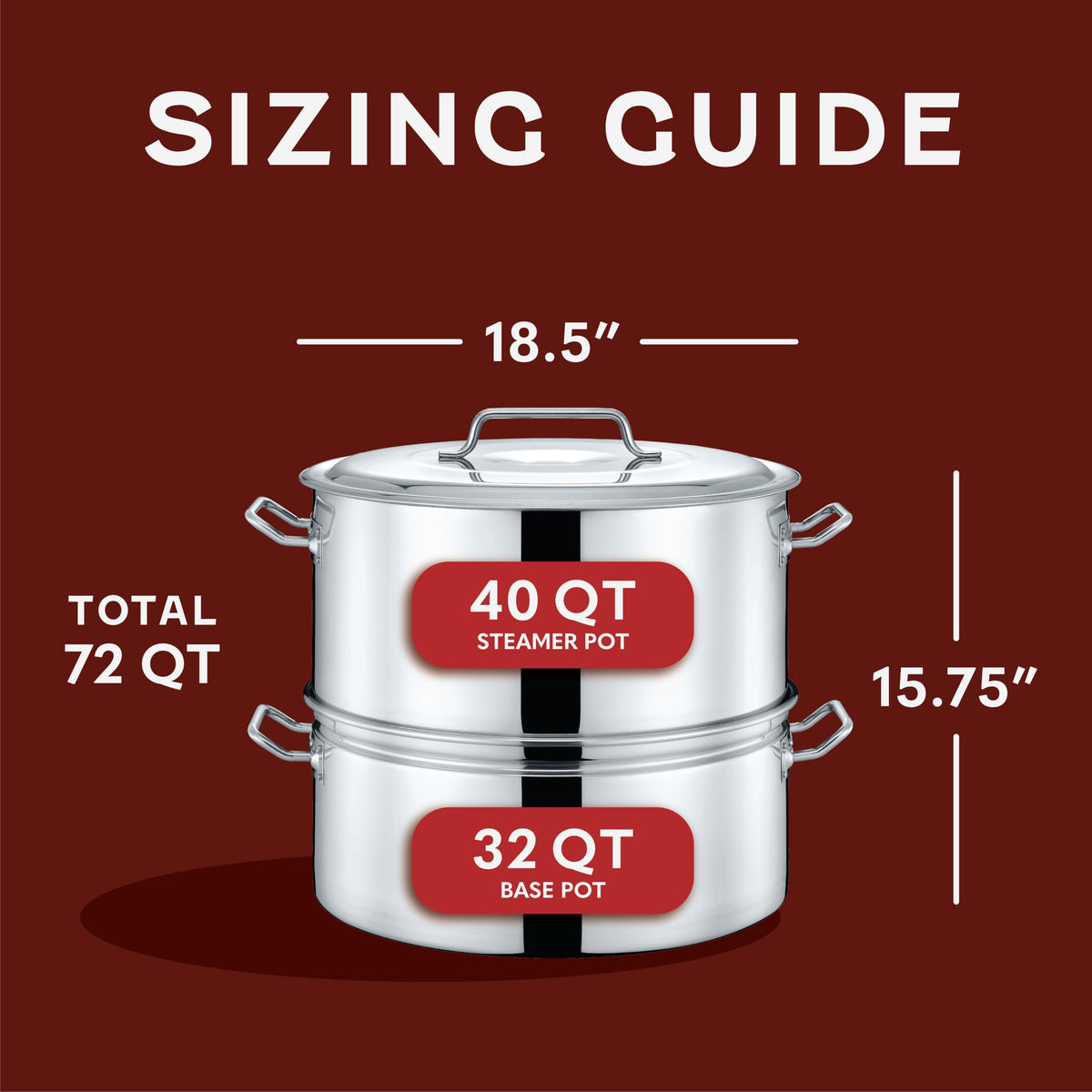 Extra Large Stainless Steel Stock Pot Steamer and Braiser Combo 40 QT T858680