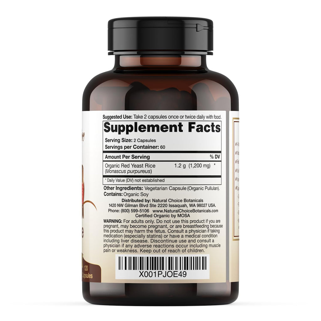 Organic Red Yeast Rice Supplement, 120 Capsules D63599