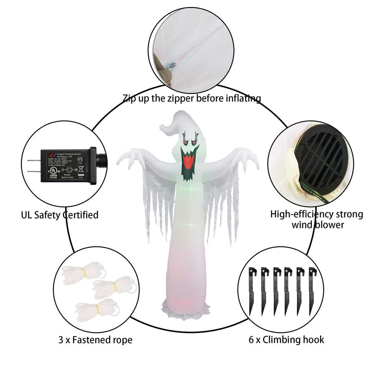 9 FT Halloween Inflatables with Built-in LED Lights B122405