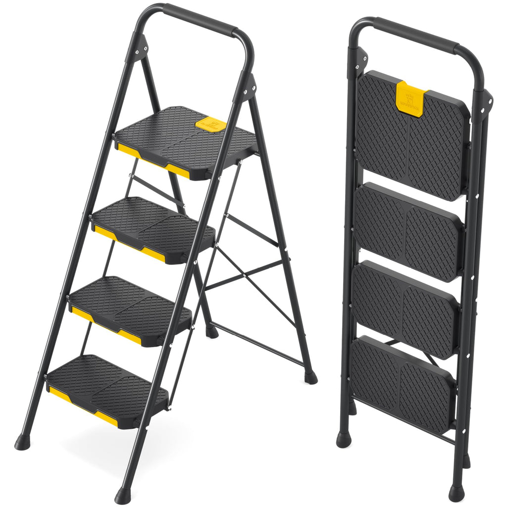 4 Step Steel Step Stool with Safe-Lock, Black D111771