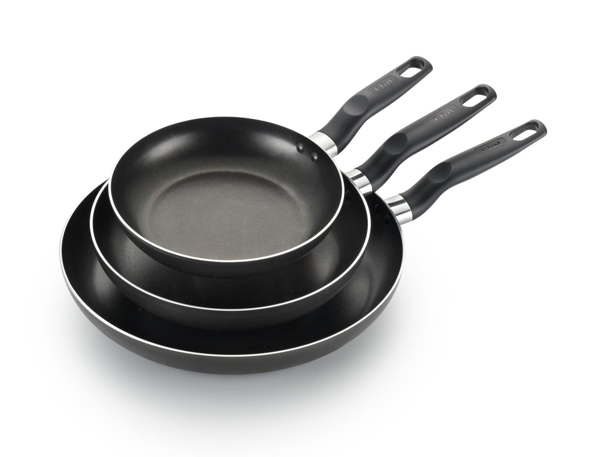 Nonstick Fry Pan Set 3 Piece, 8, 9.5, & 12 Inch, Dishwasher Safe, Black A402