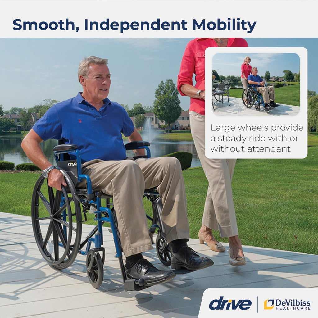 Blue Streak Foldable Wheelchair with Leg Rests M4958