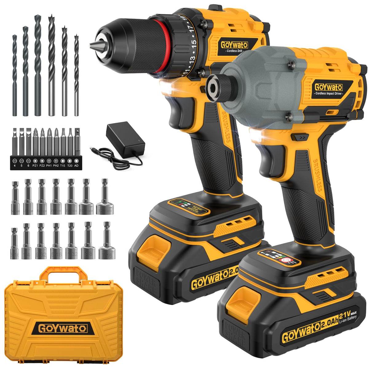 21V Brushless Cordless Drill & Impact Driver Combo Kit X408830