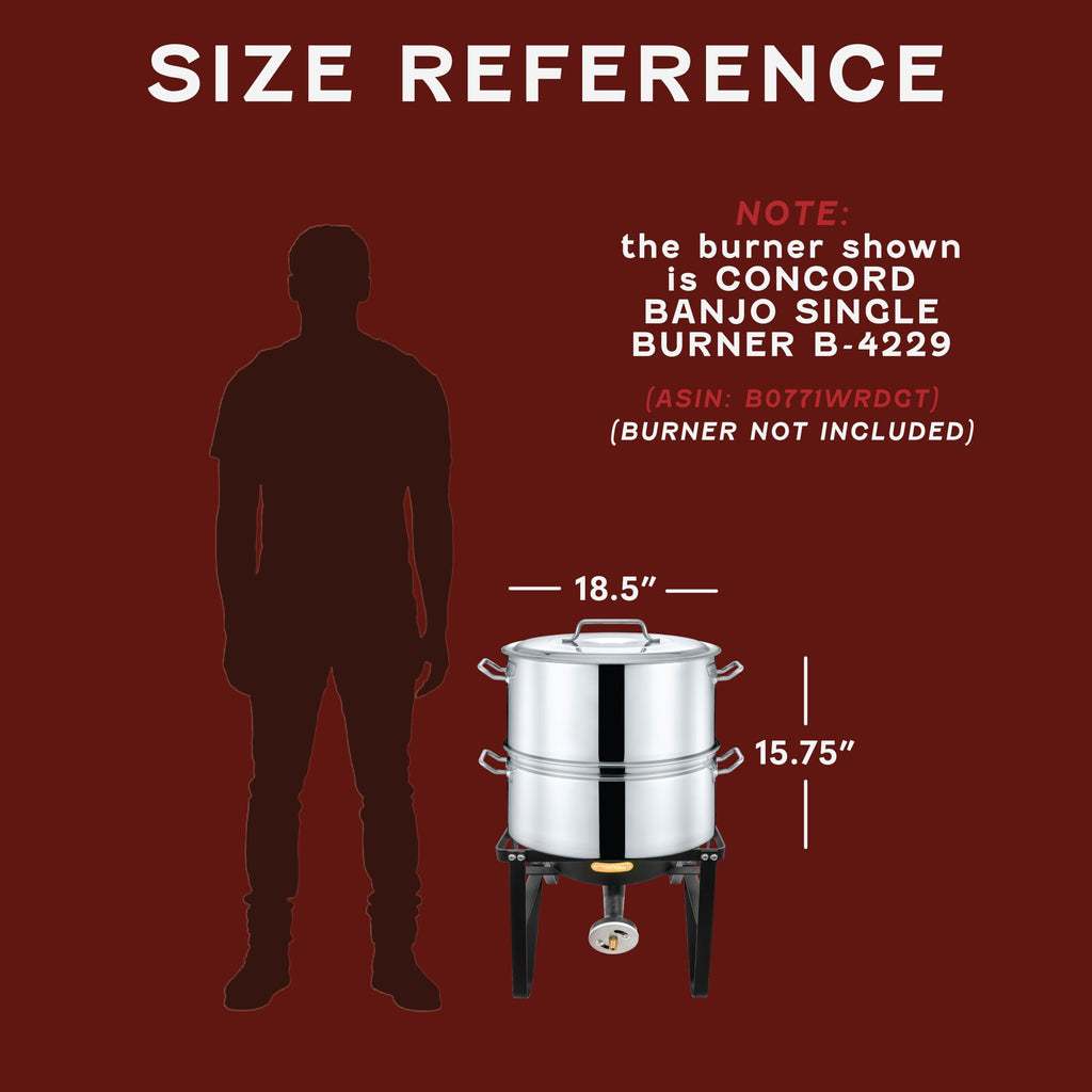 Extra Large Stainless Steel Stock Pot Steamer and Braiser Combo 40 QT T858680