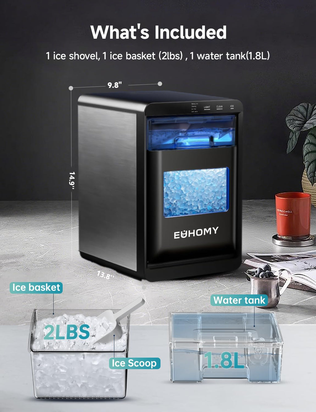 Nugget Ice Maker Countertop, 40lbs/24H, Black V9668