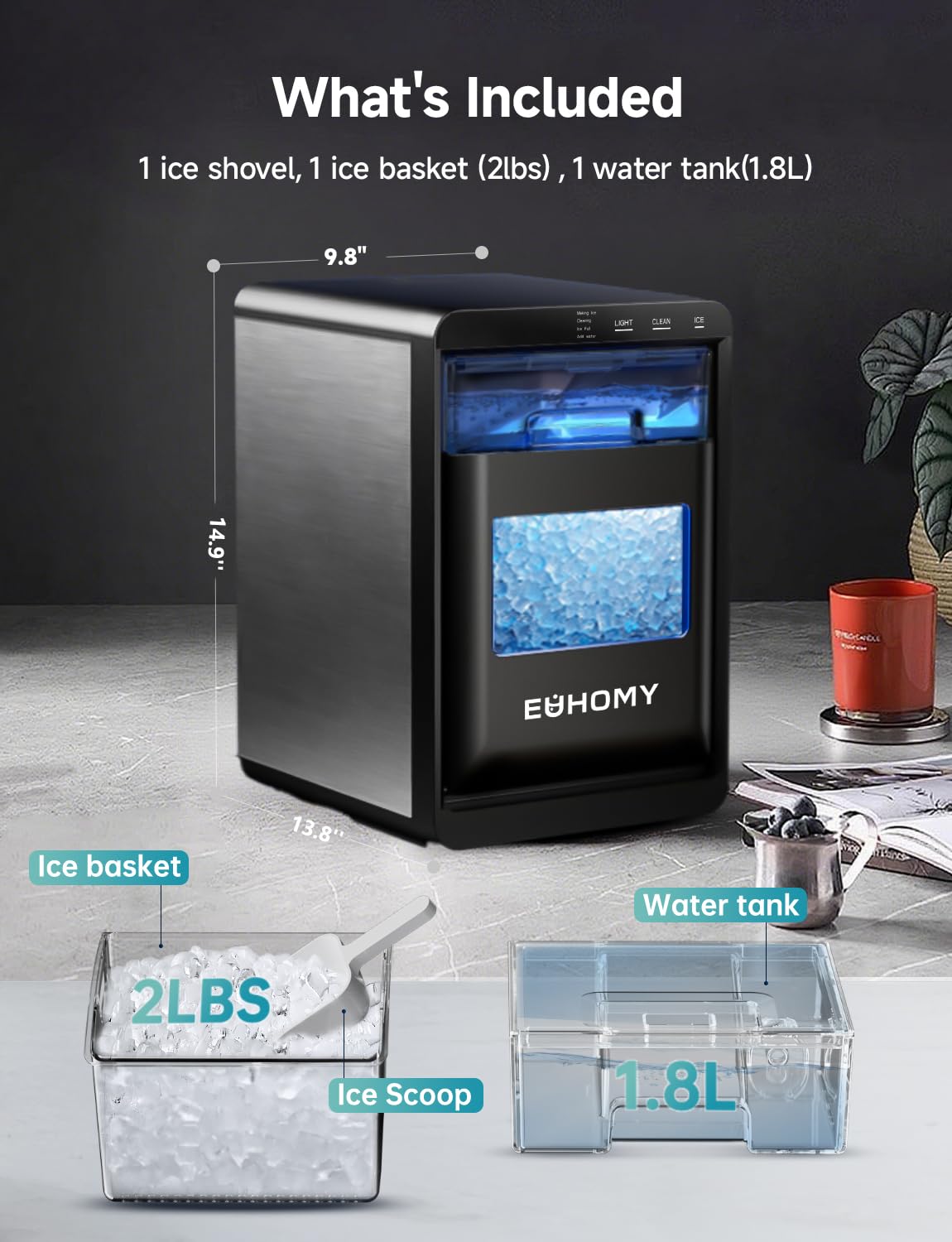 Nugget Ice Maker Countertop, 40lbs/24H, Black V9668