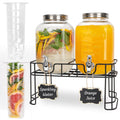 2 Pack 1 Gallon Glass Drink Dispensers with Stand S486