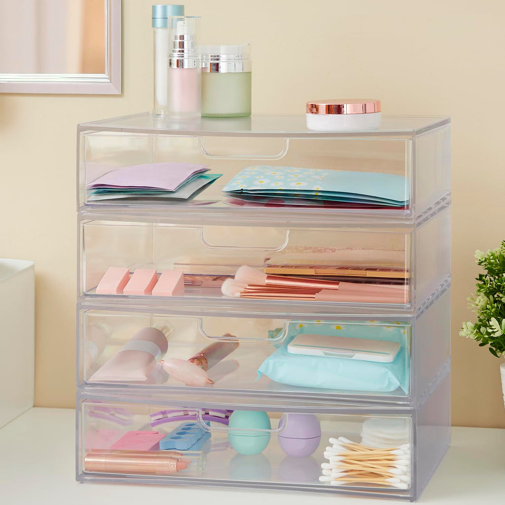 Clear Plastic Stackable Organizer Drawers Set of 2 D591