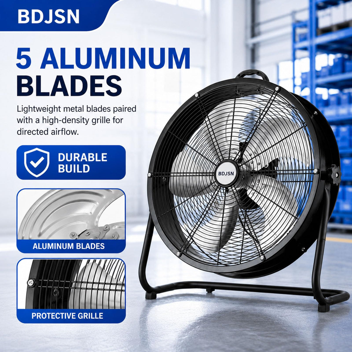 3-speed High Velocity Drum Fan with 5 Aluminium Blades D234147
