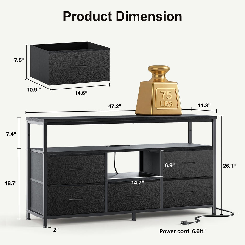 55 Inch Dresser TV Stand with Fabric Drawers J394320