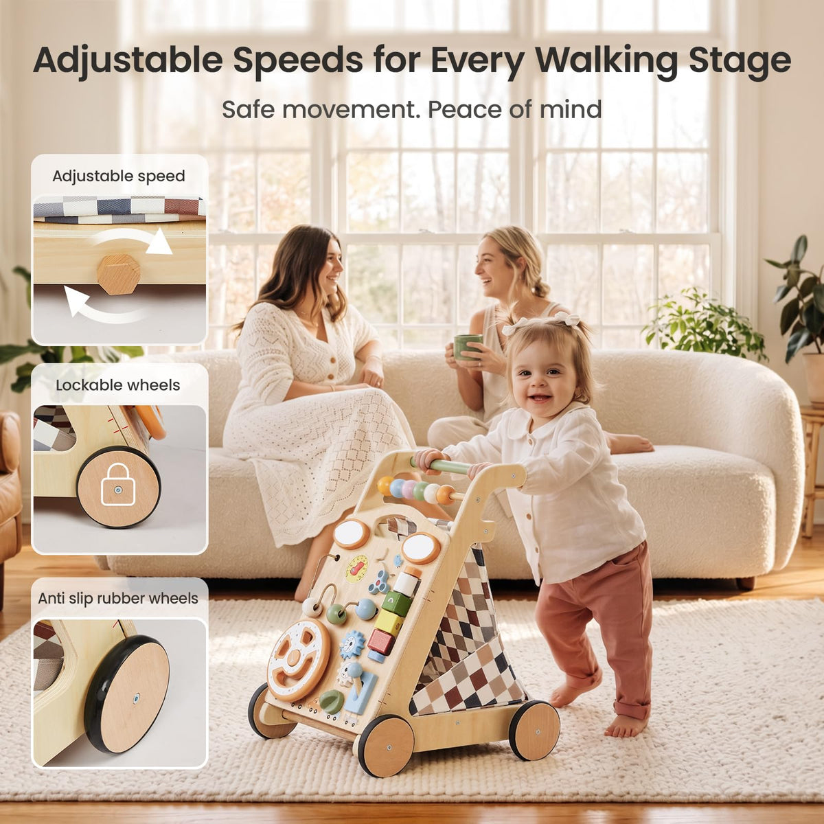 Wooden Baby Walker with Wheels O5000