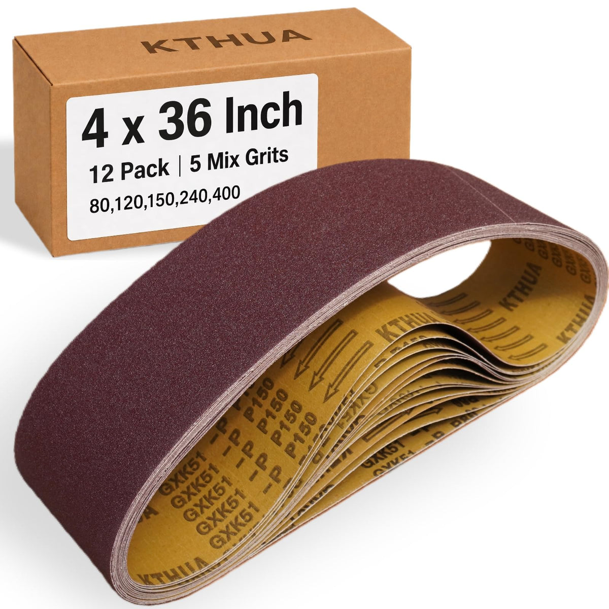 4x36 Aluminum Oxide Sanding Belts, 12 Pack W54280