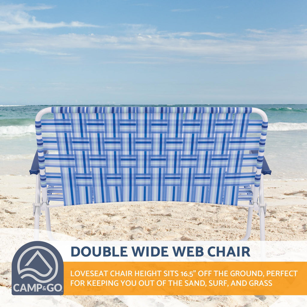 Blue/White Double-Wide Folding Web Lawn Chair X26274