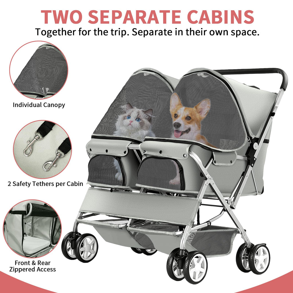 Gray Double Pet Stroller B81567