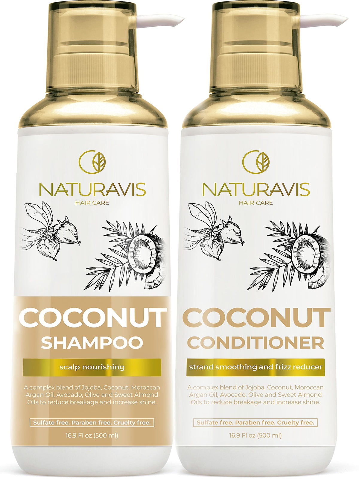 Coconut Shampoo and Conditioner Set and Moroccan Argan Oil Mask and Hair Serum U9839