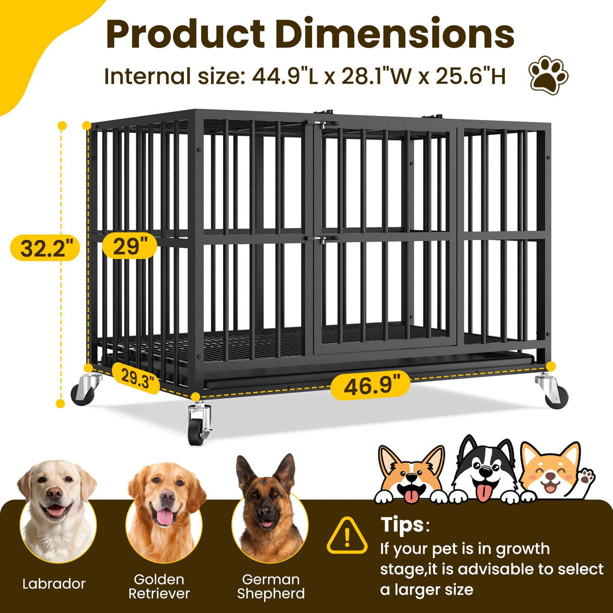 48 Inch Heavy Duty Black Dog Crate P995