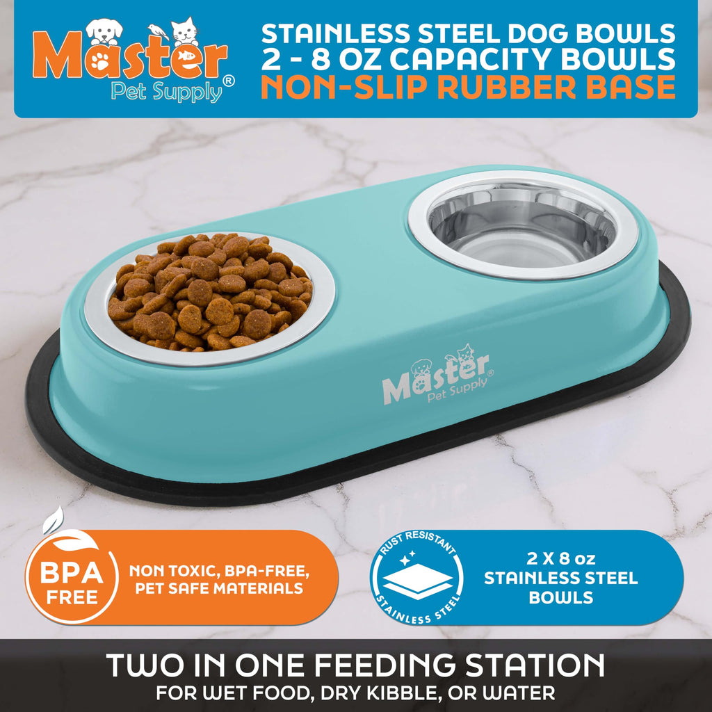 Double Dog Bowls Set with Elevated Base I164