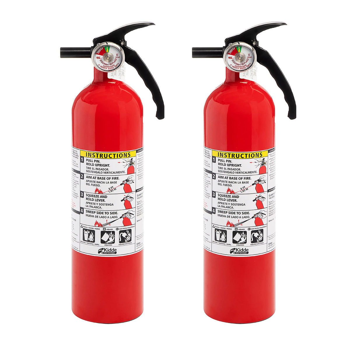 2 Pack Red Dry Chemical Fire Extinguisher with Mounting Bracket D3673