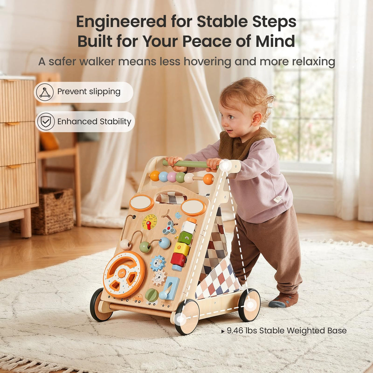 Wooden Baby Walker with Wheels O5000