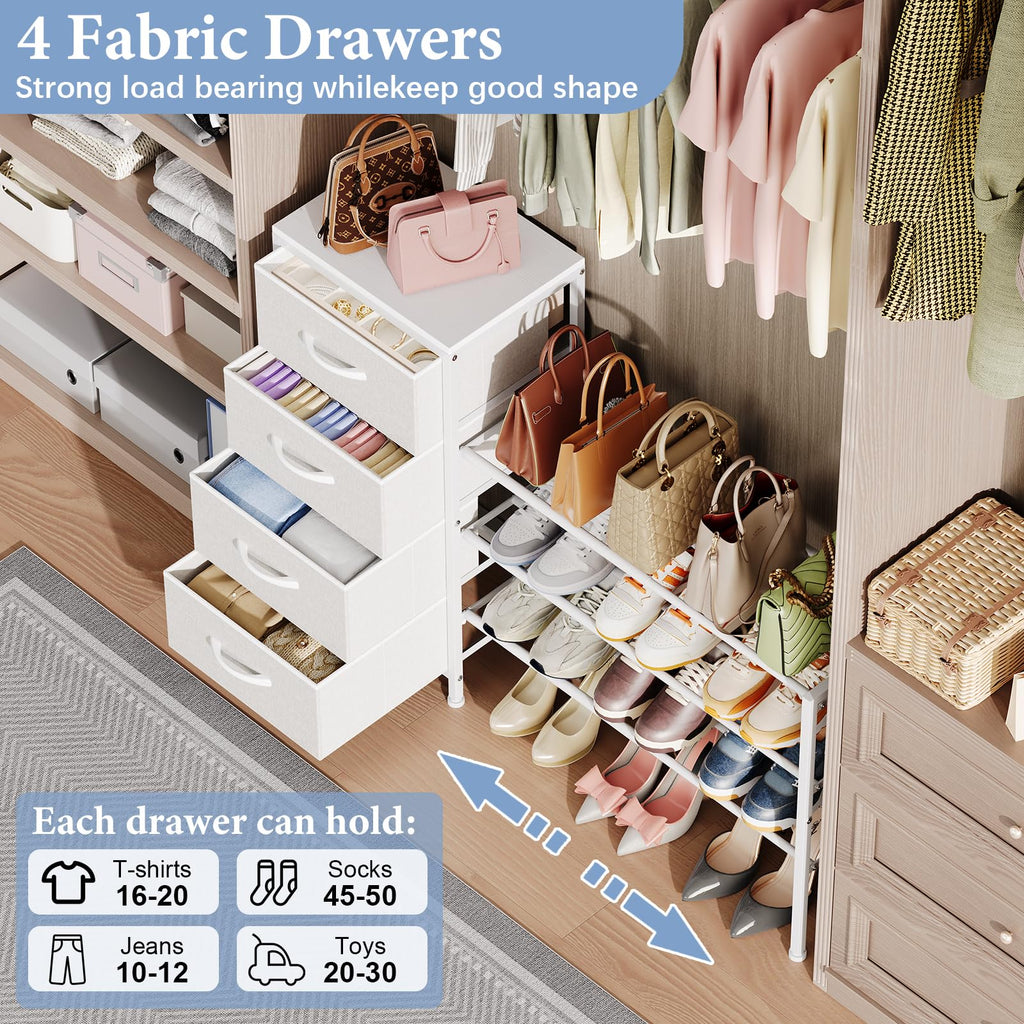 White 4 Drawer Fabric Dresser Z84718