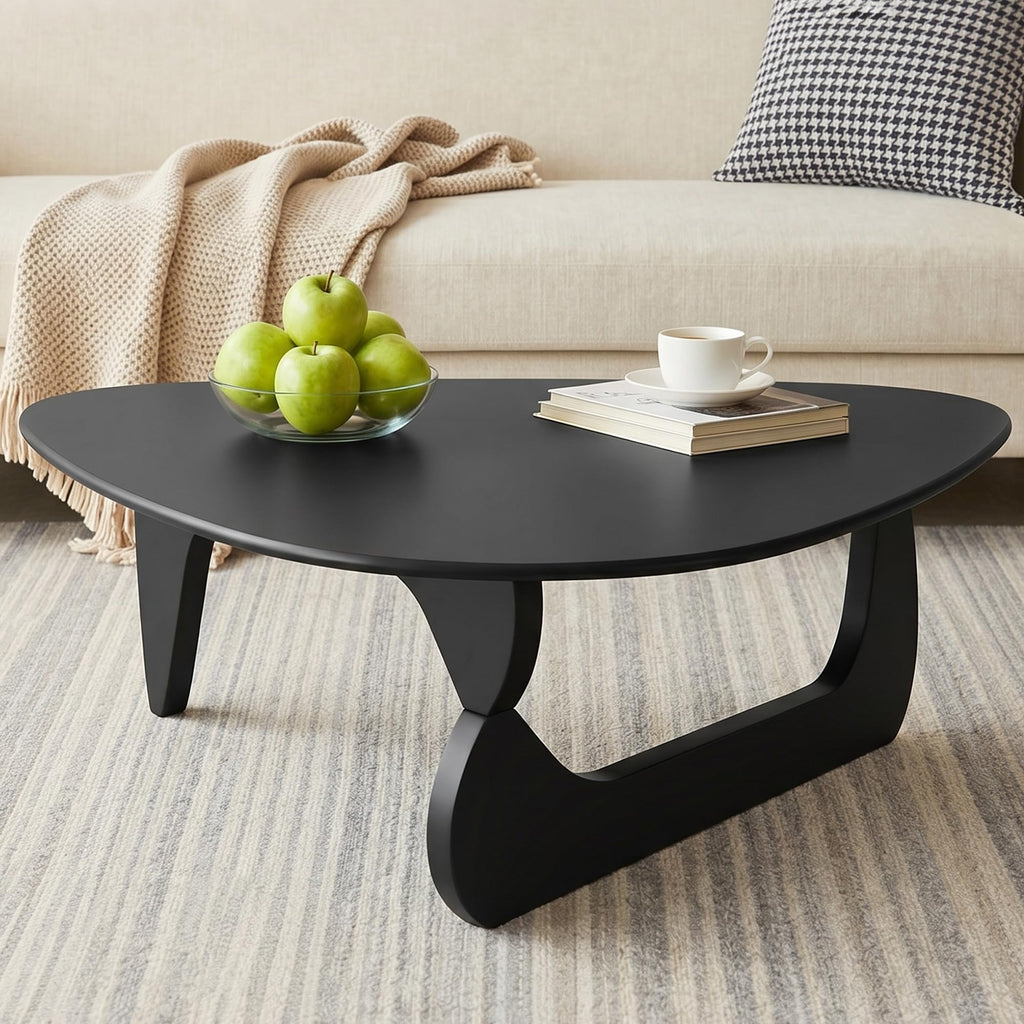 34" Black Coffee Table with Solid Wood Top R357