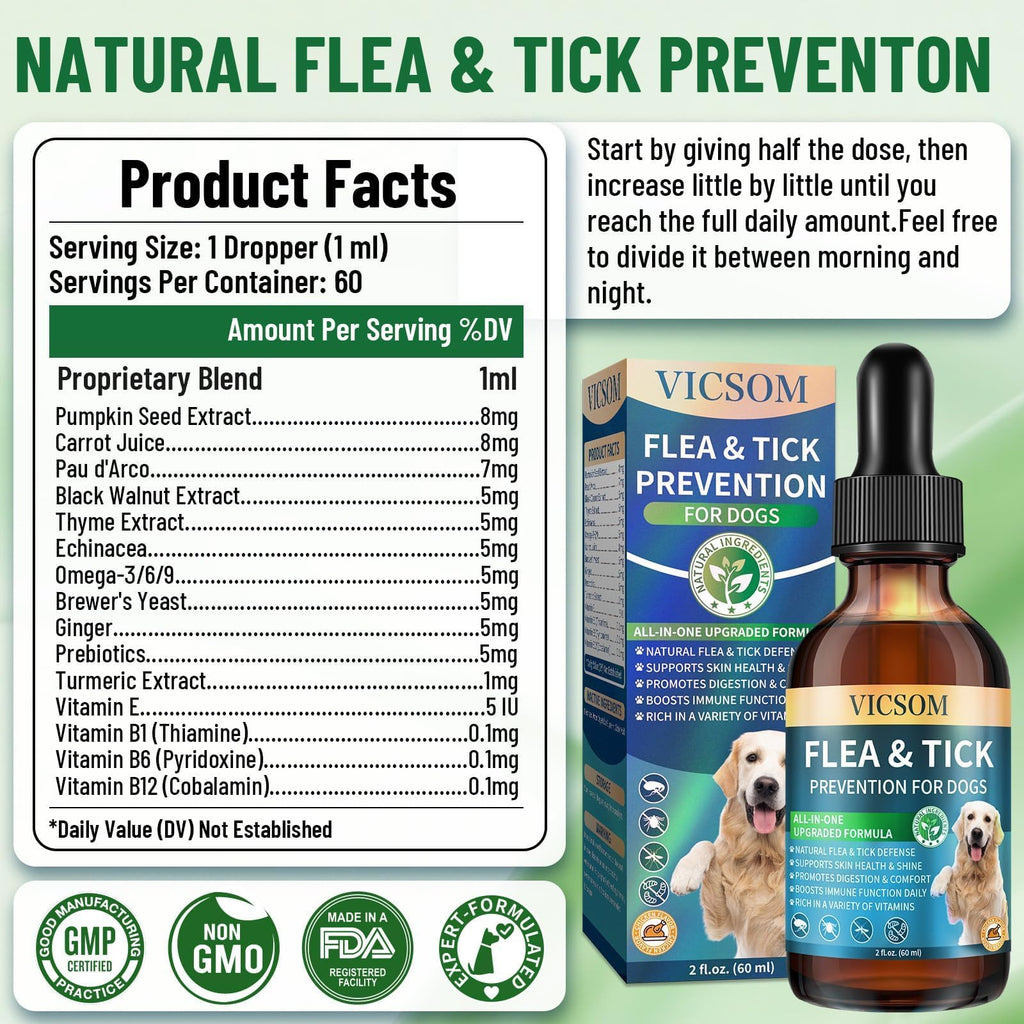 Natural Flea and Tick Prevention for Dogs, 60ml A1768