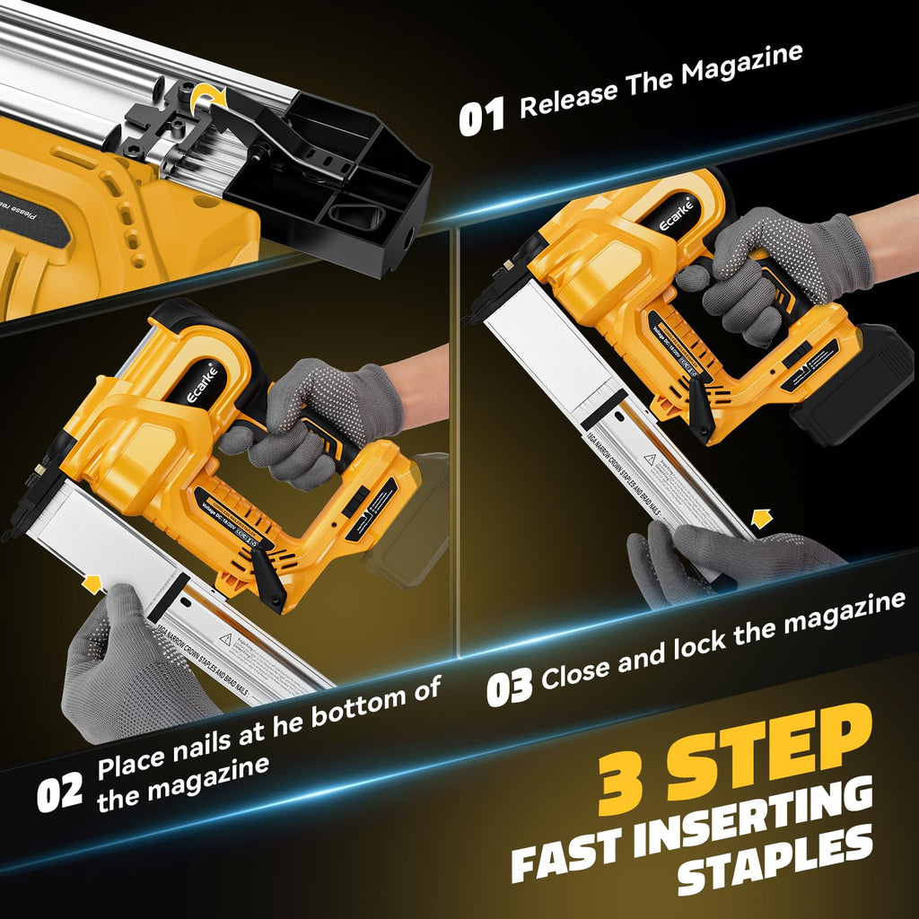 Cordless 2 in 1 Electric Nail Gun Staple Gun with 18GA Nails V66454