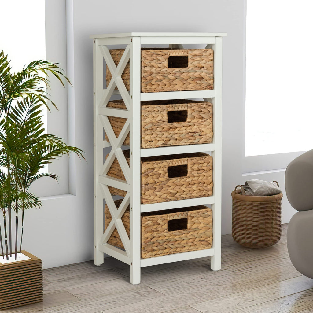 4 Tier X-Side Storage Cabinet White L14179