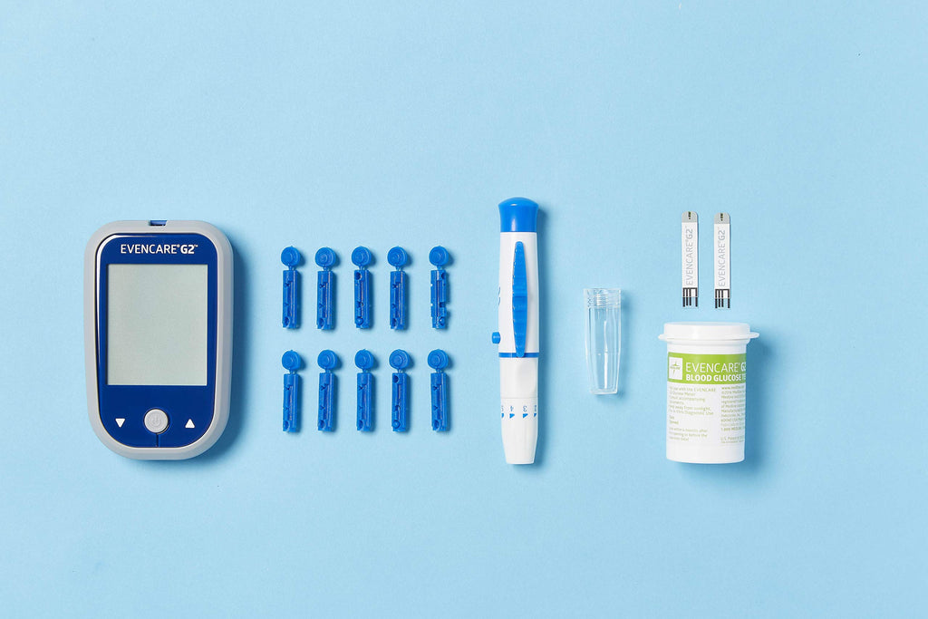 Blood Glucose Monitor Starter Kit with Lancing Device, Lancets, Test Strips, Carrying Case A95341