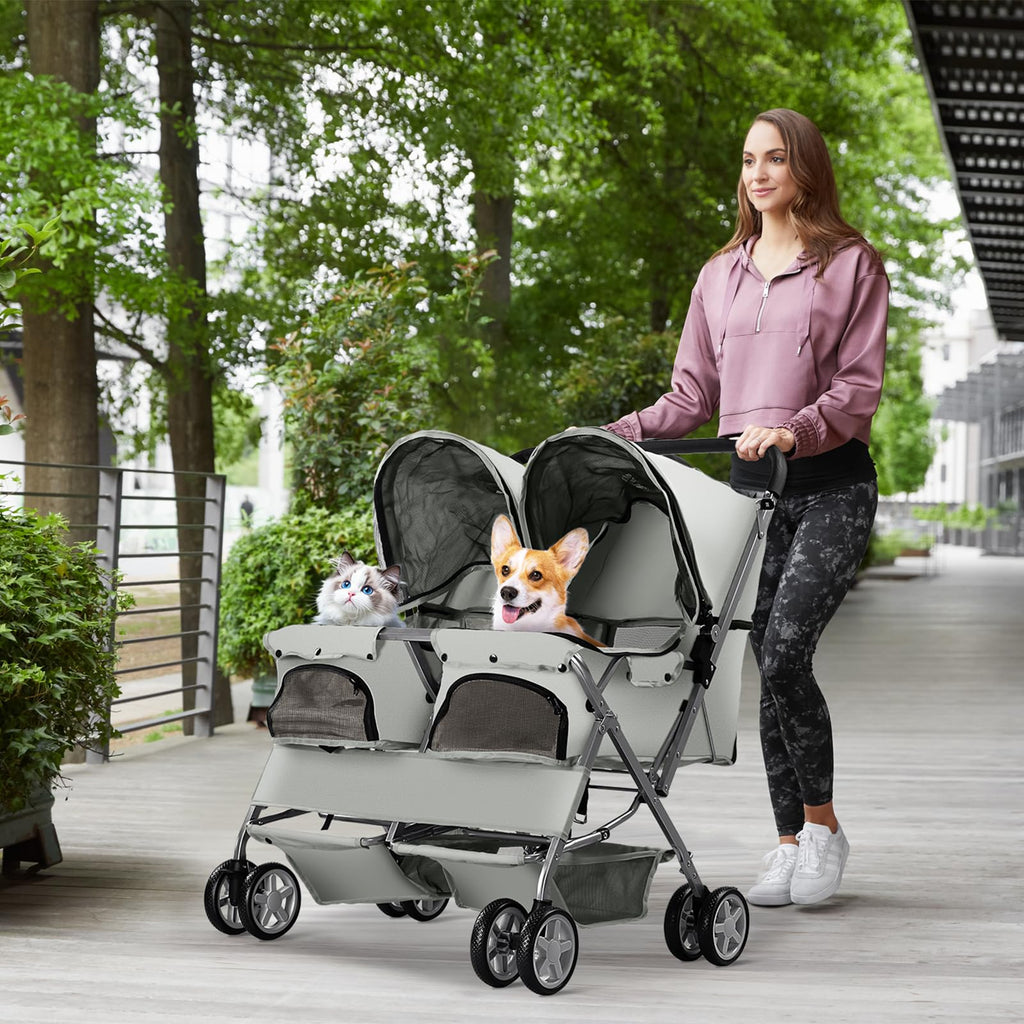 Gray Double Pet Stroller B81567