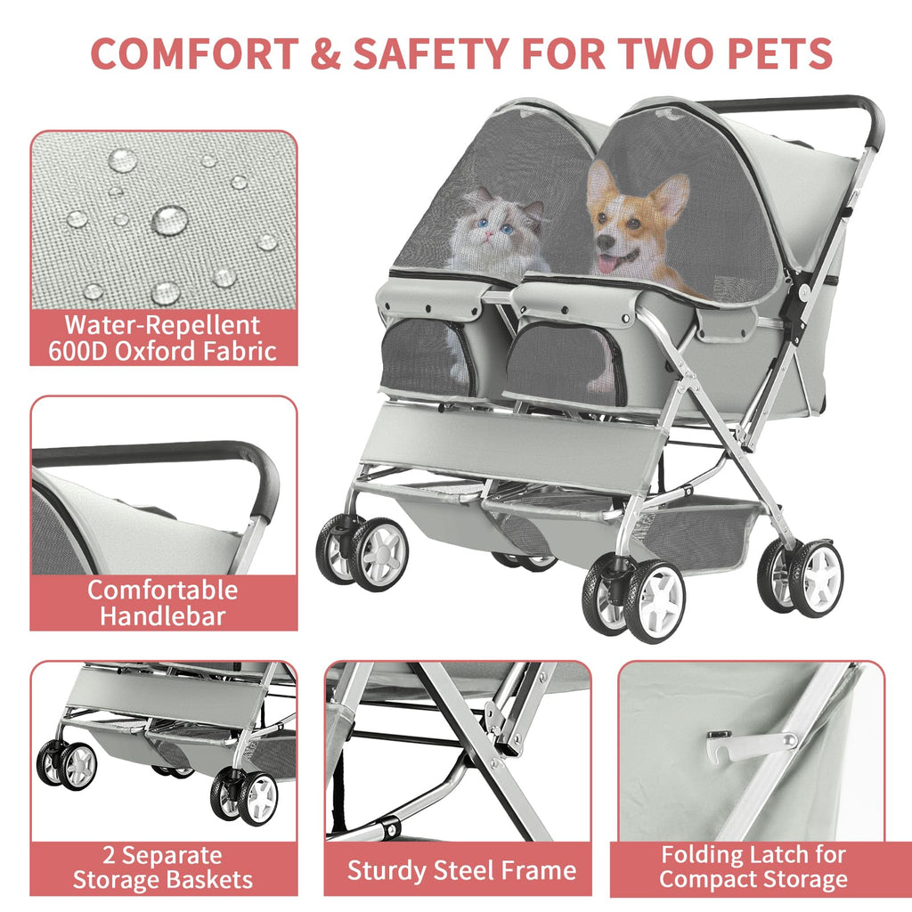 Gray Double Pet Stroller B81567
