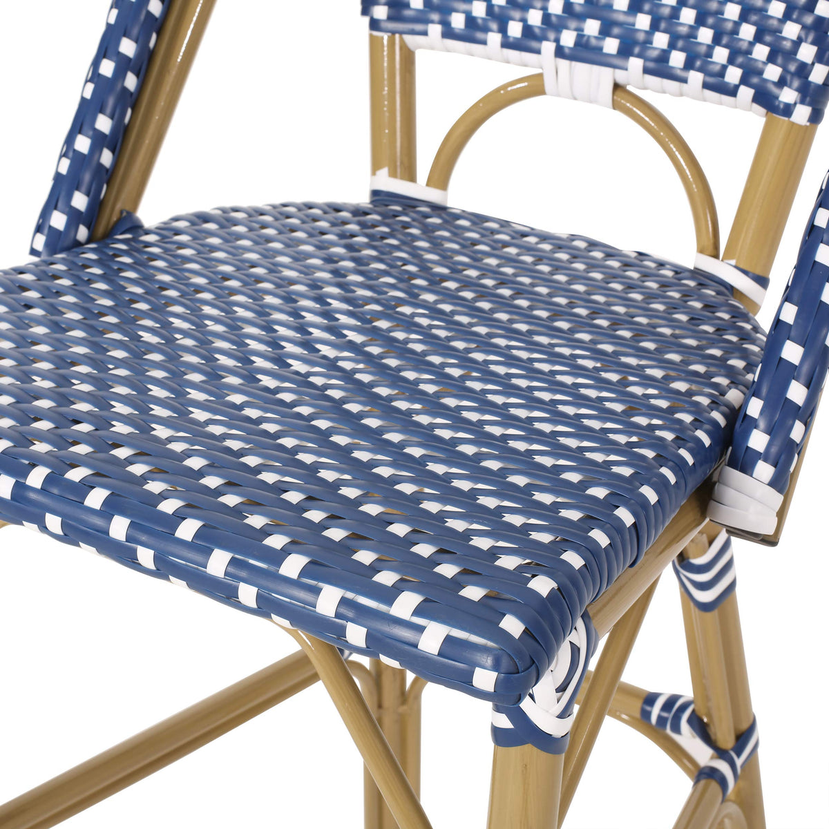 29.5" H Outdoor Bar Stools Set of 2 PE Rattan Aluminum Dark Teal & White X2225