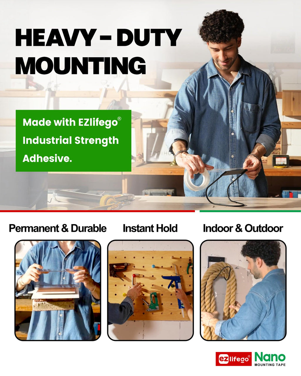 Heavy Duty Double Sided Mounting Tape, 9.85FT P4630
