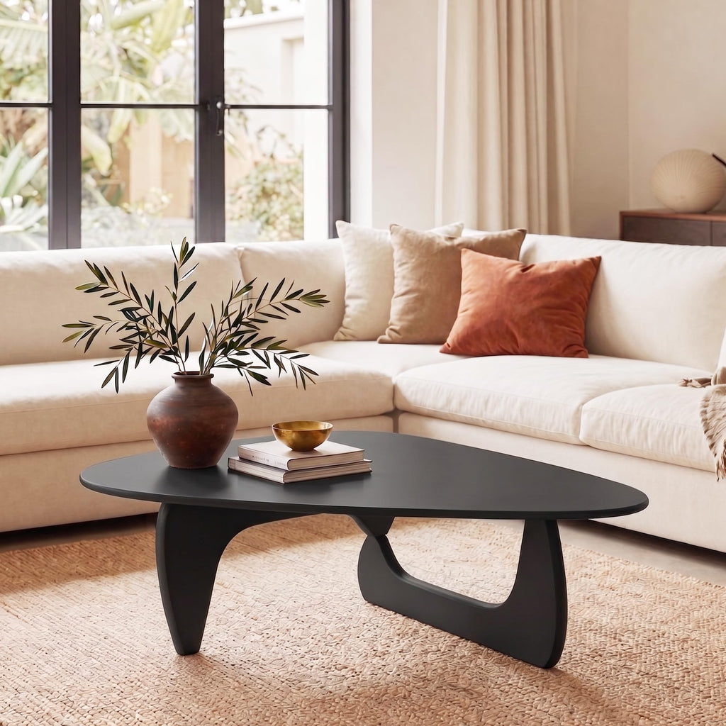 34" Black Coffee Table with Solid Wood Top R357