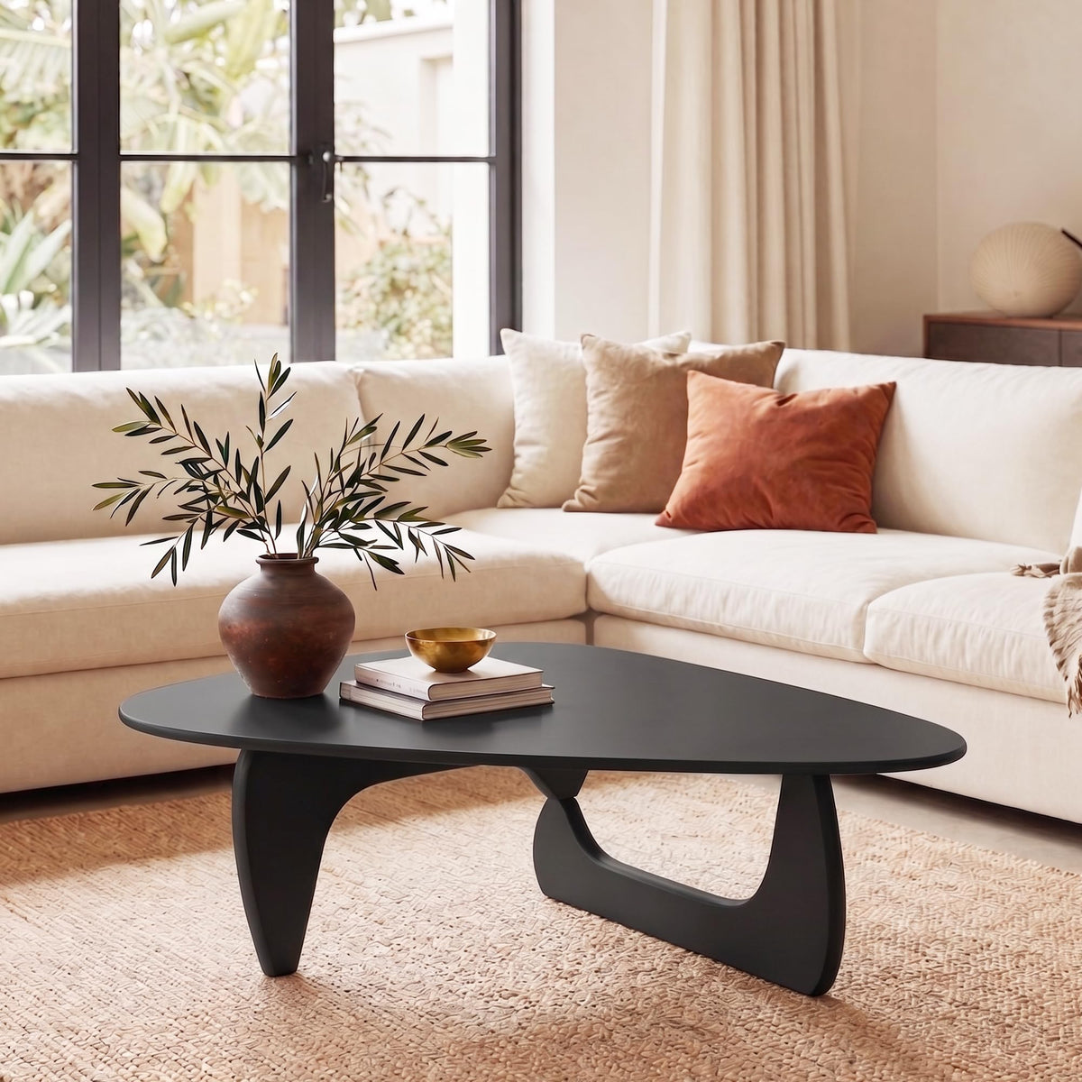 34" Black Coffee Table with Solid Wood Top R357