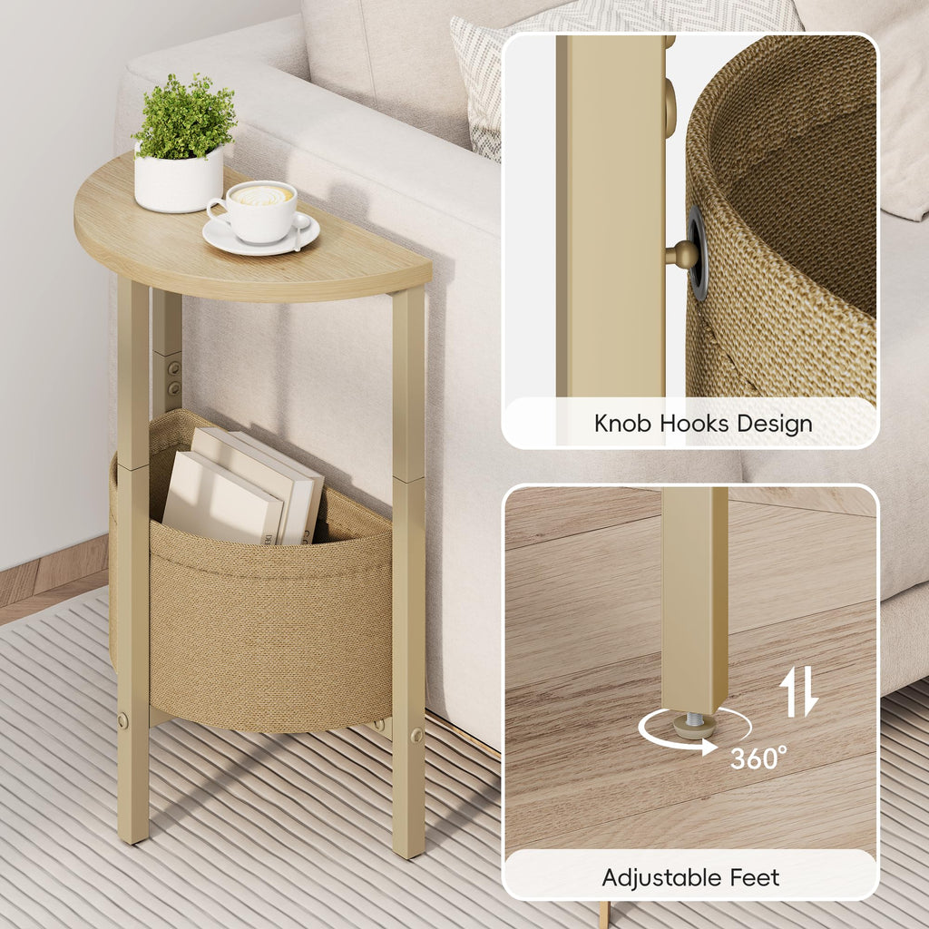 Small Round Side Table with Storage Basket, Set of 2 R779