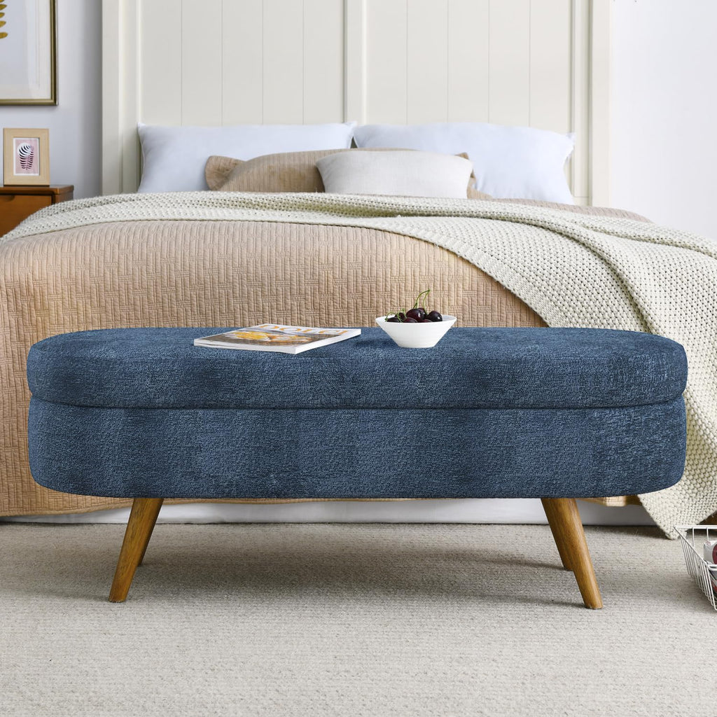 Oval Storage Bench with Rubber Wood Legs D167554