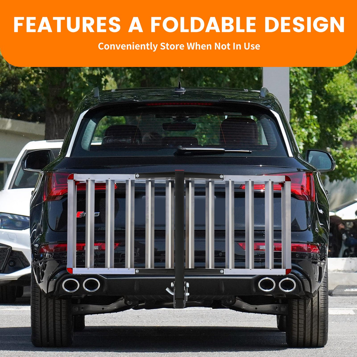 500-lb Capacity 50 inch x 22 inch Folding Aluminum Hitch Mount Cargo Carrier Basket E97079