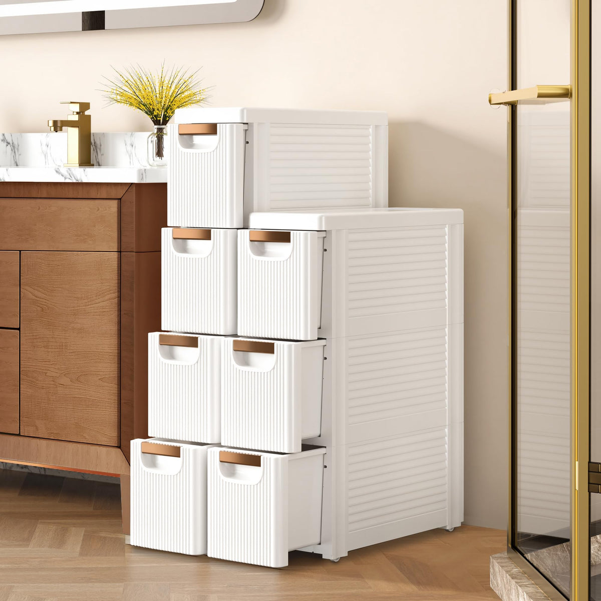 3 Drawer White Rolling Storage Cabinet H355919