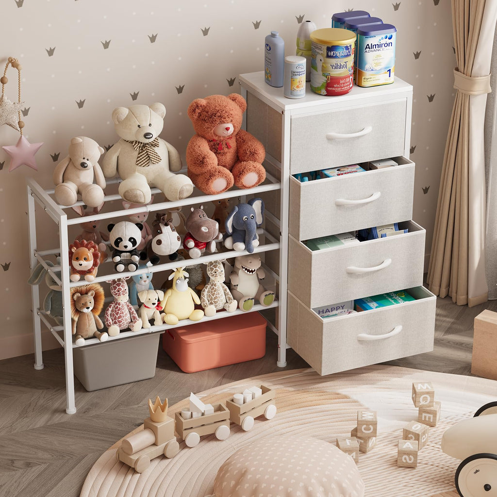 White 4 Drawer Fabric Dresser Z84718