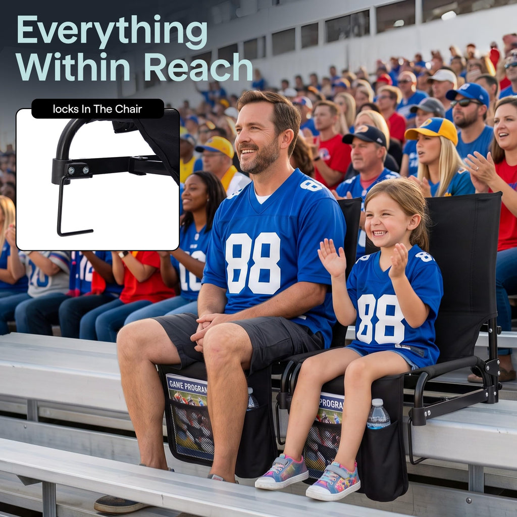 2-Pack Padded Folding Stadium Chairs with Back Support and Armrests W885166