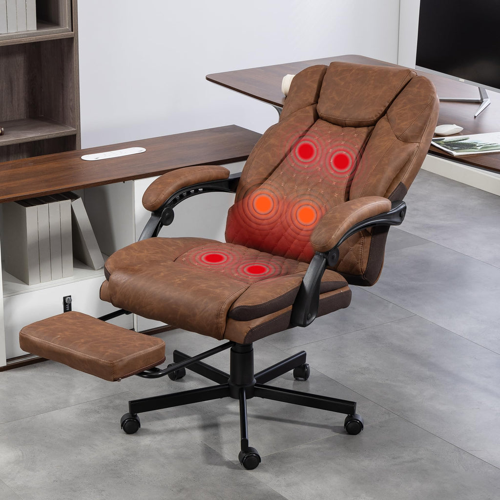 Brown PU Leather Massage Office Chair with Foot Rest Y99850
